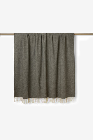 Pires - Morbido Plaid in Lana e Cashmere Verde Scuro