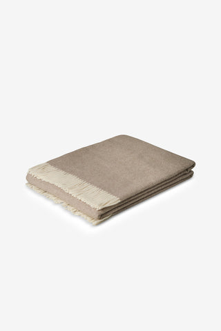 Pires - Plaid in Lana e Cashmere con Frange Avana