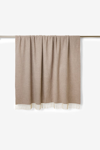 Pires - Plaid in Lana e Cashmere con Frange Avana