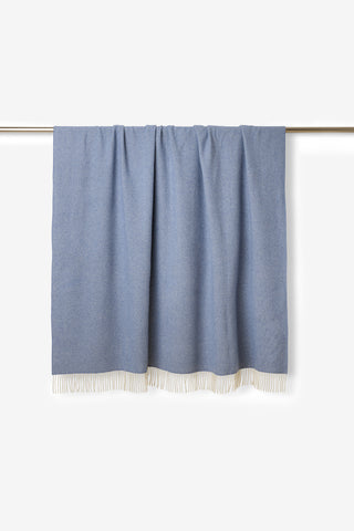 Pires - Plaid in Lana e Cashmere con motivo spinato Avio