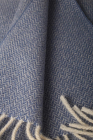 Pires - Plaid in Lana e Cashmere con motivo spinato Avio