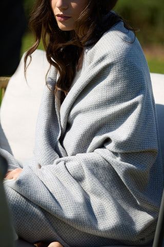 Radda - Raffinato Plaid in Cashmere e Lana Merinos Medio Bianco