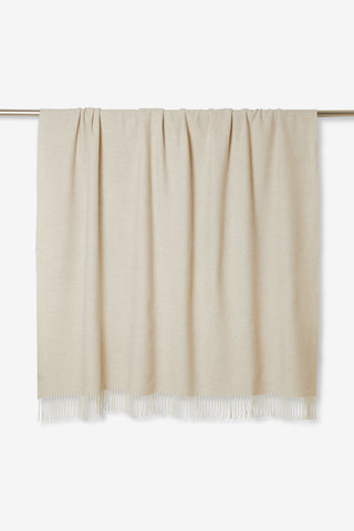 Radda Plaid in Lana Vergine Beige Bianco