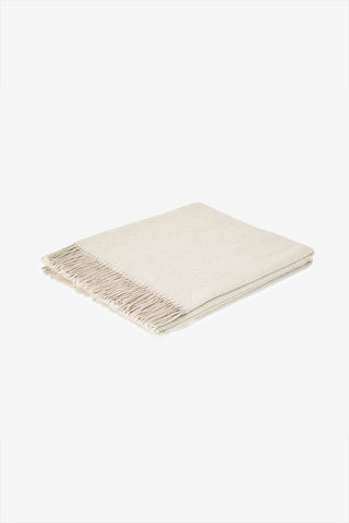Saser - Raffinato Plaid in Puro Cashmere con Frange Bianco