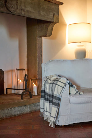 Scozia - Caldo Plaid Scozzese in Pura Lana Merinos con Frange