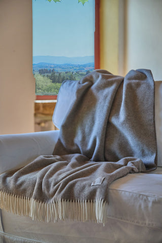 Scozia - Morbido Plaid in Pura Lana Merinos Grigio