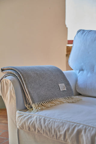 Scozia - Morbido Plaid in Pura Lana Merinos Grigio