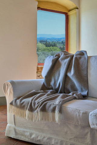 Scozia - Morbido Plaid in Pura Lana Merinos Grigio