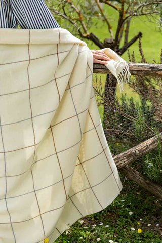 Scozia Plaid in Lana Vergine Bianco