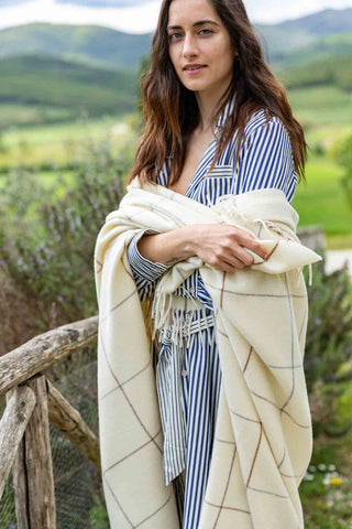 Scozia Plaid in Lana Vergine Bianco