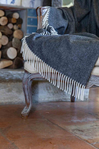 Scozia Plaid in Lana Vergine Antracite