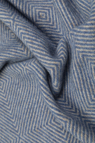 Sienna - Plaid in Pura Lana Vergine Disegno Geometrico Blu Mare