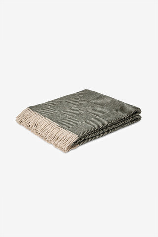 Sienna - Plaid in Pura Lana Vergine Jacquard Verde Bosco