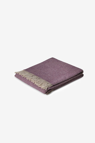 Sienna - Plaid in Pura Lana Vergine con Frange Viola Melanzana