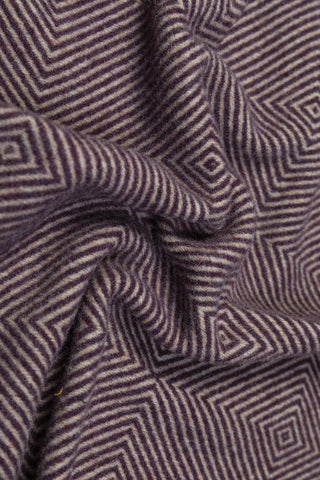 Sienna - Plaid in Pura Lana Vergine con Frange Viola Melanzana