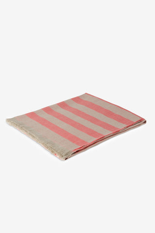 Stripe - Pareo Mare Donna in Puro Lino con Frange Corallo