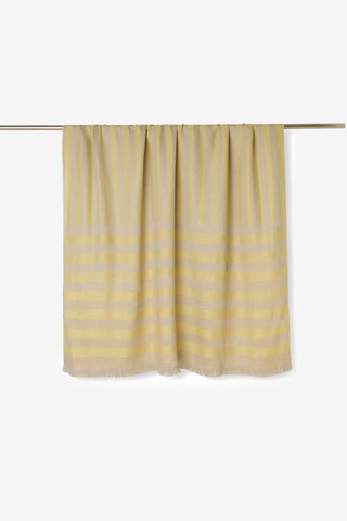 Stripe - Pareo Mare Leggero Puro Lino con Frange a Righe Giallo