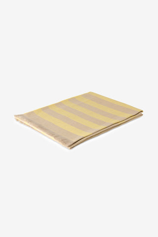 Stripe - Pareo Mare Leggero Puro Lino con Frange a Righe Giallo