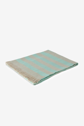 Stripe - Pareo Mare Leggero in Puro Lino Geometrico Turchese