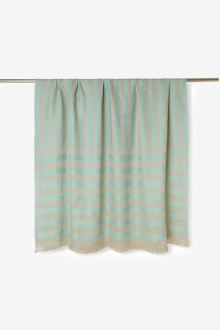 Stripe - Pareo Mare Leggero in Puro Lino Geometrico Turchese