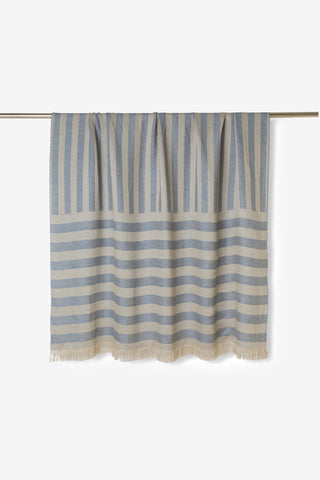 Stripe - Pareo Mare Traspirante in Puro Lino a Righe Celeste