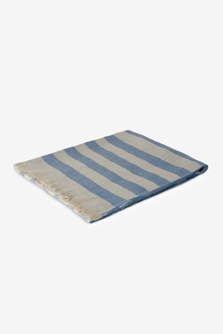 Stripe - Pareo Mare Traspirante in Puro Lino a Righe Celeste